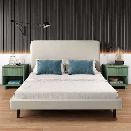 Manhattan Comfort Granville Sage Green 1-Drawer Nightstand, 2PK 2-NS-5003
